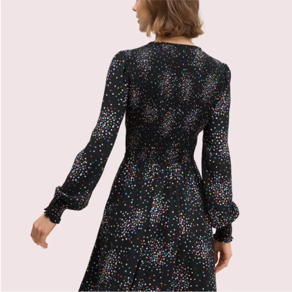 kate spade new york Confetti Pop Dress Size 2 Smocked Ruffle Tiered Colorful